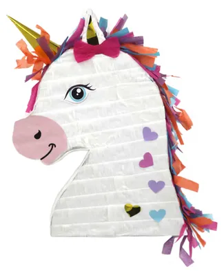 Produktbild von Pinata "Einhorn Kopf" Weiß/Bunt | 42x30,5x7.5cm