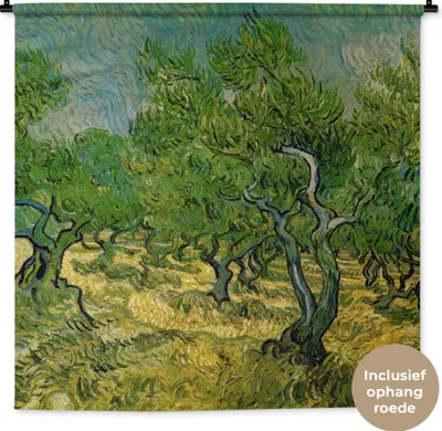 Produktbild von MuchoWow® Wandteppich Wandbehang Olivenhain - Vincent van Gogh 150x150 cm Tapisserie Dekoration Wandtuch - Wohnaccessoires - Modernes