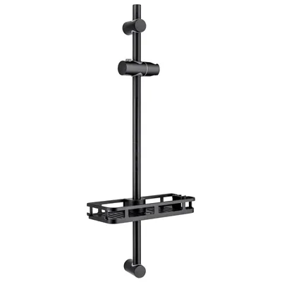Produktbild von Auralum MAX 70 cm Duschstange aus Edelstahl–Wandmontierte Duschsäule mit Ablage, kein Bohren erforderlich, moderne Duschstange, schwarz