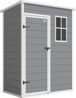 Produktbild von Gerätehaus Kunststoff 1,14m² 151 x 92 x 193cm Geräteschuppen mit Pultdach Boden Fenster Grau