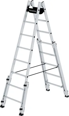 Produktbild von Günzburger Steigtechnik Aluminium Stehleiter 2x8 Sprossen treppengängig - 033516
