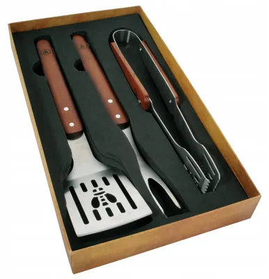Produktbild von Laguiole 3-teiliges Grillbesteck-Set mit Holzgriff in Geschenkbox