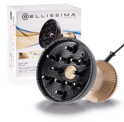 Productafbeelding van Bellissima Diffon Supreme Ion Care XL, keramisch, zwart, goud, effen, 2,5 meter, met knoppen, 770 W