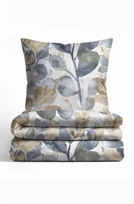 Produktbild von biberna Premium Satin Bettwäsche 155x220 cm beige | 2-teilig mit Kissenbezug 80x80 cm | 100% Baumwolle | seidig glatt & atmungsaktiv | Reißverschluss | Bettwäsche | Blätterranke | Modell 0617269 color: kitt, size: 1x 155x200 cm + 1x 80x80 cm