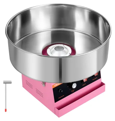 Produktbild von VEVOR Zuckerwattemaschine, 1000 W, elektrisch, pink, ideal für Zuhause, Karneval, Geburtstage, Familienfeiern, einfache Bedienung mit 52 cm Edelstahlschüssel, Ablagefach und Zuckerlöffel