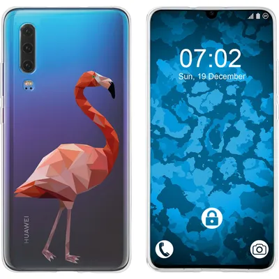Produktbild von PhoneNatic Case kompatibel mit Huawei P30 Silikon-Hülle Vektor Tiere Flamingo M2