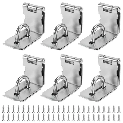Image de Verrou de porte à 90 degrés, à pêne coulissant, verrouillable, lot de 6, en acier inoxydable 304, pêne de sécurité de 140 mm avec vis