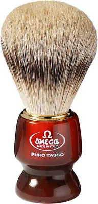Immagine prodotto di Omega pennello da barba in pelo di tasso spennato Super Badger 616 con manico in resina