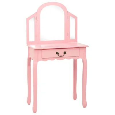 Produktbild von vidaXL Schminktisch mit Hocker Rosa 65x36x128 cm Paulownia-Holz MDF
