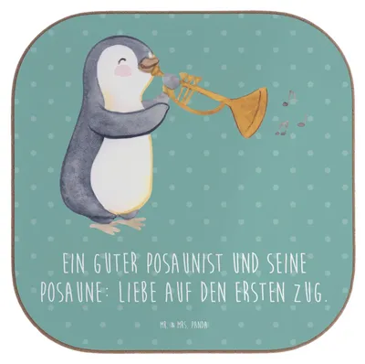 Produktbild von Mr. & Mrs. Panda Untersetzer Posaune Liebe - Meeresbrise - Geschenk, Tasse, Tassen, Musikerwitz, Instrument, Musikinstrument, Orchester, Jazz, Lernen, Musiker, Musik