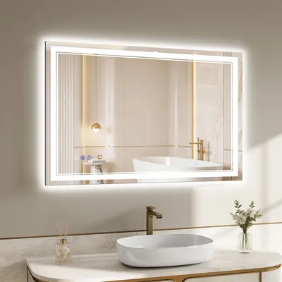 Obrázek produktu pro LED zrcadlo do koupelny, 90 x 60 cm - 3 teploty světla a plynulá regulace jasu - proti zamlžování - osvětlené zrcadlo - do koupelny