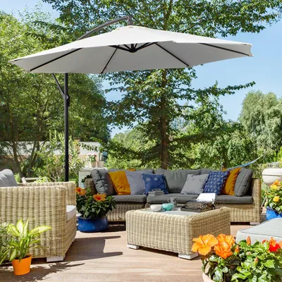 Image de Parasol - Parasol de jardin - Protection solaire - Parasol d'extérieur - Parasol de terrasse - Couleur crème - Diamètre 3 mètres