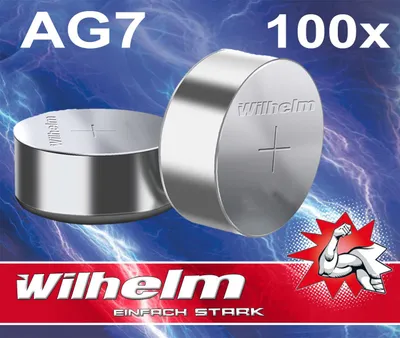 Produktbild von 100 x Wilhelm AG7 LR57 - L927 - 195 - 395 - GP95A Qualitätsbatterien 1,5 V Alkaline