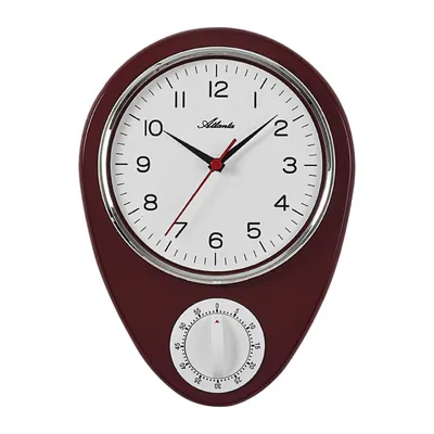 Produktbild von Atlanta 6114/1 Küchenuhr Wanduhr Küche Quarz analog rot Kurzzeitmesser Timer