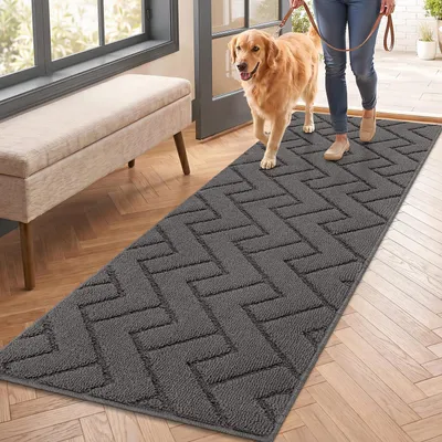 Produktbild von Innen Außen Fußmatte 50x150cm, rutschfest, waschbar, geeignet für Eingang, Flur, Garten, Haustier - Grau