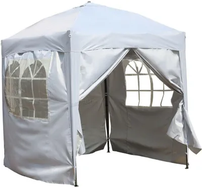Produktbild von Bc-elec - 578-013 Faltbarer Gartenpavillon, Gartenpavillon, weißer Pavillon 2X2m mit 4 Seitenwänden