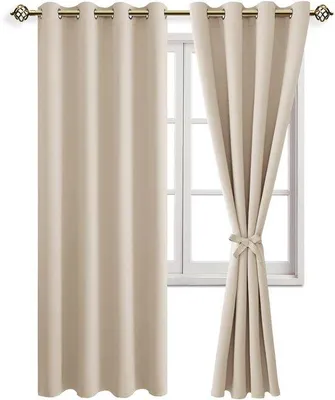 Zdjęcie produktu dla Rolety zaciemniające – do sypialni i salonu – 2 sztuki – beżowe – 228 x 140 cm