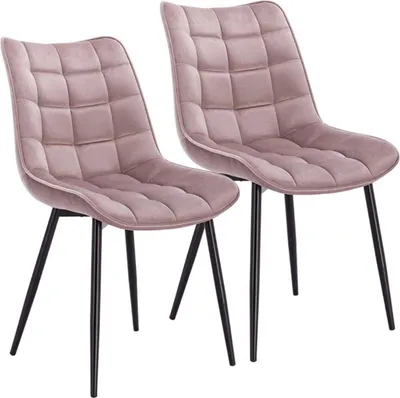 Immagine prodotto di Happyment sedie per la sala da pranzo - velluto rosa - sedie per il soggiorno - sedie da cucina - sedia da cucina - set di 2