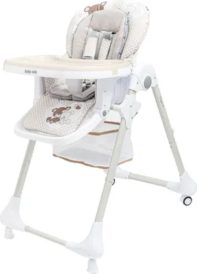 A baby high chair is shown against a white background.