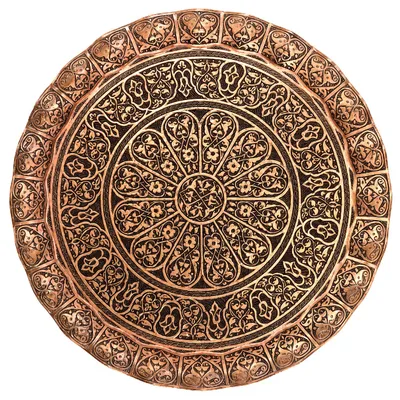 Produktbild von Orientalisches Messingtablett, Serviertablett - Ø 35 cm, Gold, Untersetzer, Tabletts