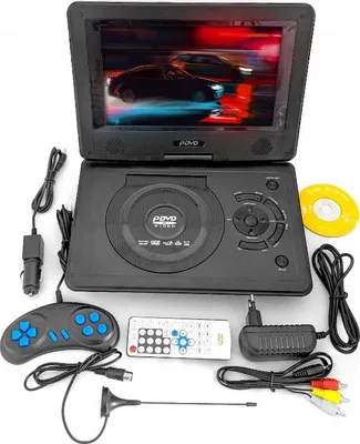 Zdjęcie produktu dla Przenośny Odtwarzacz DVD 9.8” USB SD Pilot Joystick 300 Gier TV Radio
