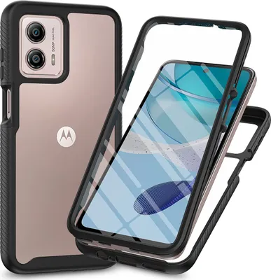 Produktbild von Moto G53 Hülle, Bumper mit Eingebautem Displayschutz 360 Grad Komplettschutz Schutzhülle für Motorola Moto G53 Schwarz