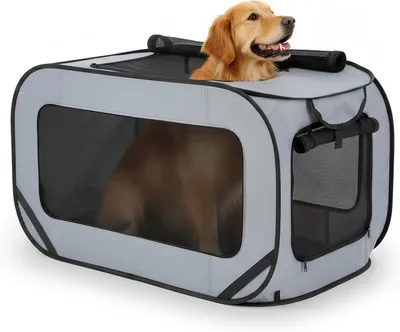 Produktbild von Faltbarer Hundeauslauf 94x53x53 cm, Doppeltüren, wasserdicht Oxford, grau, für Innen und Außen