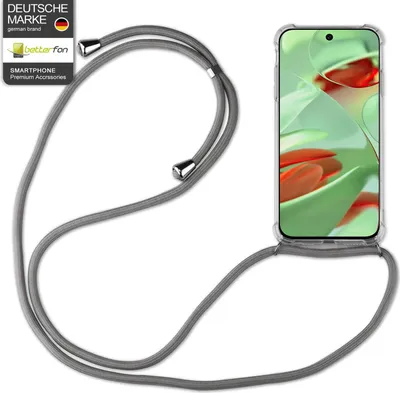 Produktbild von Handykette für Google Pixel 7 / 8 / 9 Pro – Handyhülle mit Bumper und Kordelband Grau