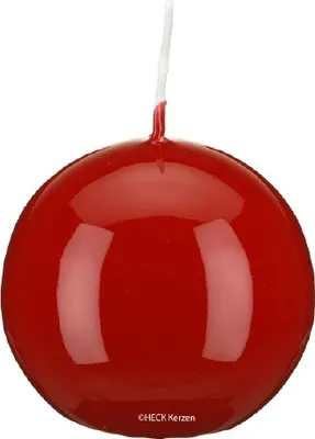 Produktbild von Kugelkerze Klarlack - hochglänzend Erdbeere/Weihnachtsrot  x 80mm, 8 Stück, gelackte Kerzen, exclusive besondere Kerzen