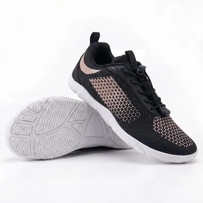 Produktbild von Nullabsatz-Sohle Barfußschuhe für Damen und Herren, Atmungsaktive Laufschuhe, Sportschuhe mit breitem Zehenbox - BAREON AERO Schwarz 45