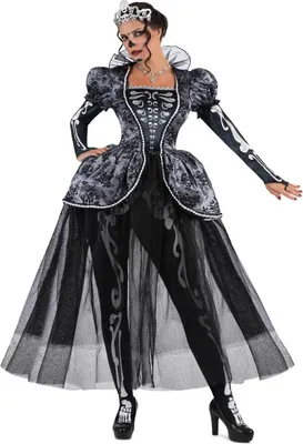 Immagine prodotto di Costume da regina scheletro per donna nero argento - S