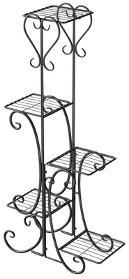 Produktbild von Pflanzenständer aus Metall - Blumenregal im Leiterdesign - 5 Ebenen - 107 x 57 x 22 cm - Schwarz