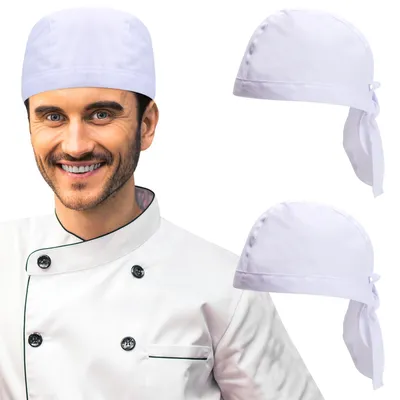 Kochmütze, 2 Stück, schwarz, verstellbar, Unisex, Polyester
