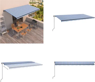 Produktbild von vidaXL Markise Automatisch Einziehbar 600x350 cm Blau und Weiß - Markise - Markisen - Sonnendach - Sonnendächer