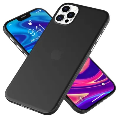 Image de NALIA Etui rigide extra fin pour iPhone 12 Pro Max, Ultra Slim Handy Cover Cover Noir