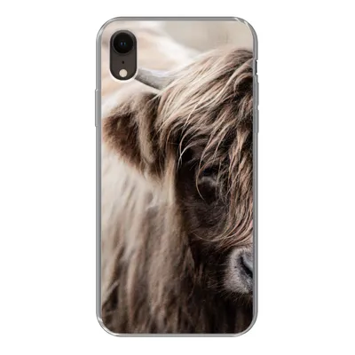 Produktbild von MuchoWow® Handyhülle Schutzhülle Hülle für iPhone XR Schottischer Highlander - Kuh - Vlies Silikon Softcase Handy Hülle - Schutzdeckel