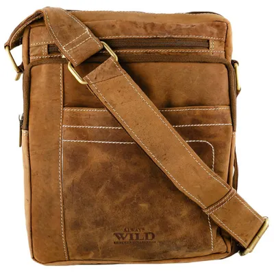 Produktbild von Always Wild | Posttasche, aus Leder, für Männer, Hellbraun, 24x29x7 cm