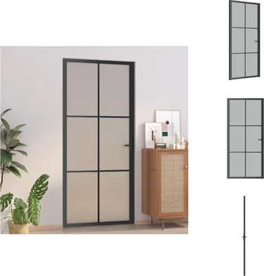 Obrázok produktu pre vidaXL Interiérové dvere 93x201,5 cm čierne matné sklo a hliník - Vchodové dvere
