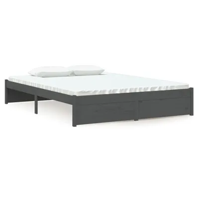 Immagine prodotto di vidaXL Letto in legno massiccio grigio 135x190 cm