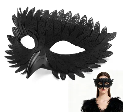 Rabenmasker mit Schnabel, elegant, Halbmasker, Unisex, 43 g