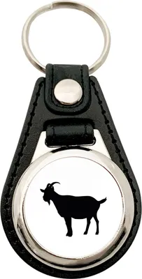 Produktbild von Huuraa Schlüsselanhänger Ziege Silhouette Metall mit Kunstleder Schlüsselring Einkaufswagenchip Geschenkidee