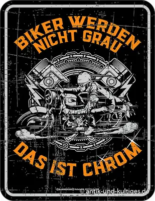 Produktbild von Lustiges Blechschild Biker werden nicht grau Motorrad Deko Geschenk Wanddeko