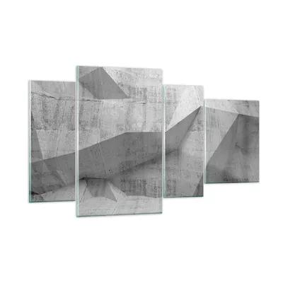 Produktbild von Bilder auf glas - 4 Teile - Beton Wand Grau - 120x70cm - Glasbilder - Wandbilder - Bilder - zum Aufhängen bereit - Wanddekoration aus Glas - Glas Bilder - Wandbild auf Glas - GDL120x70-4183