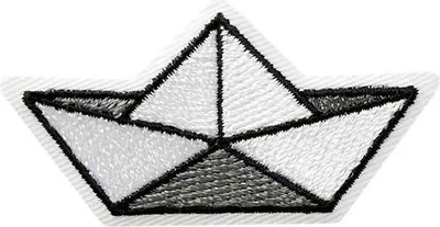 Image de Bateau en origami - Écusson, transfert thermocollant, application, patch, pièce de raccommodage, à repasser, dimensions : 5,0 x 2,8 cm
