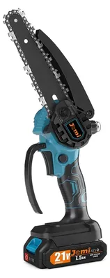 Produktbild von Jemi Mini-Kettensäge Akku 21V mit 2 Akkus, 2 Ketten und Koffer