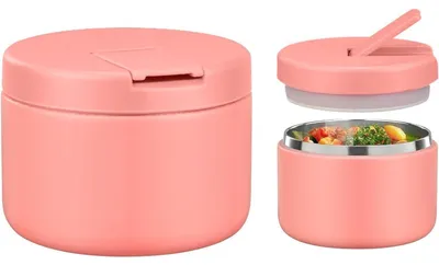 Produktbild von Thermobehälter für Essen 350ml Edelstahl Warmhaltebehälter Auslaufsicher Rosa