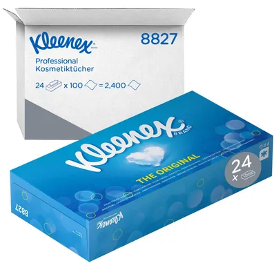 Obrázok produktu pre Kleenex kozmetické obrúsky 8827, dvojvrstvové, biele, balenie kozmetických obrúskov, 24x100