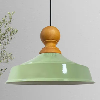 Produktbild von Pendelleuchte Holz Asletl 40 cm - Minzgrün