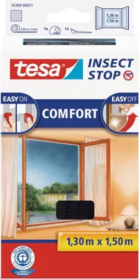 Obrázok produktu pre tesa sieťka proti hmyzu Comfort háčik a slučka 1,3x1,5 m antracitová