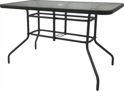 Zdjęcie produktu dla Stół ogrodowy BERGAMO 140x80 cm czarny z otworem na parasol